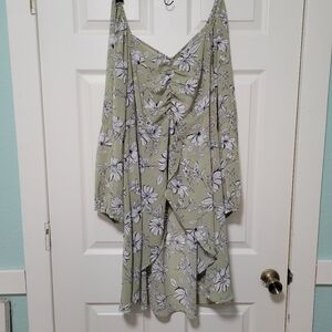 Cato's Sheer Green Floral Hi-low Tunic